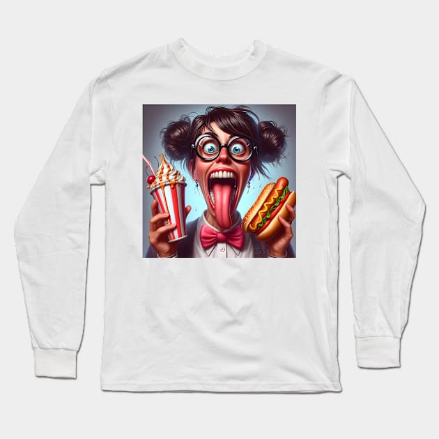 Hot Dog and a Shake Long Sleeve T-Shirt by stevepriest